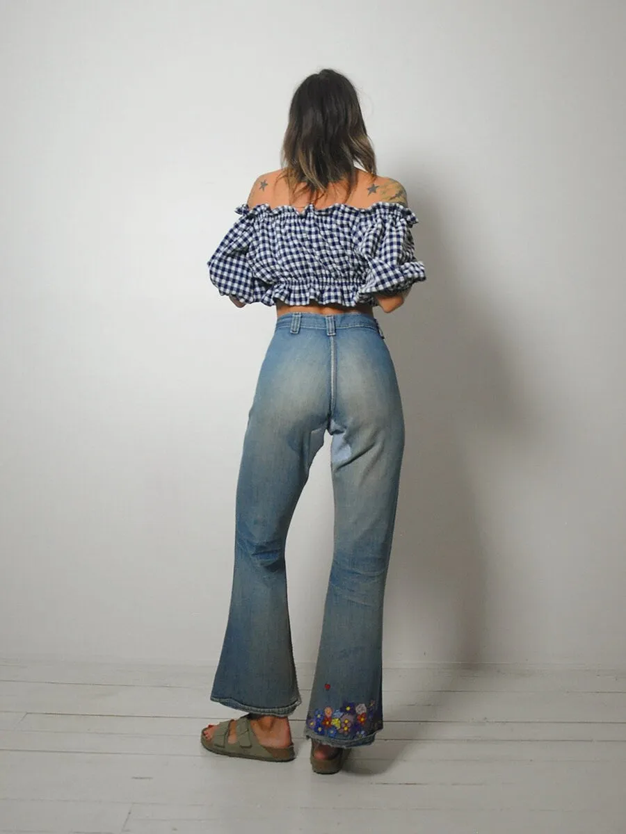 1960's/70's Sun   Rainbow Flared Jeans 34x30