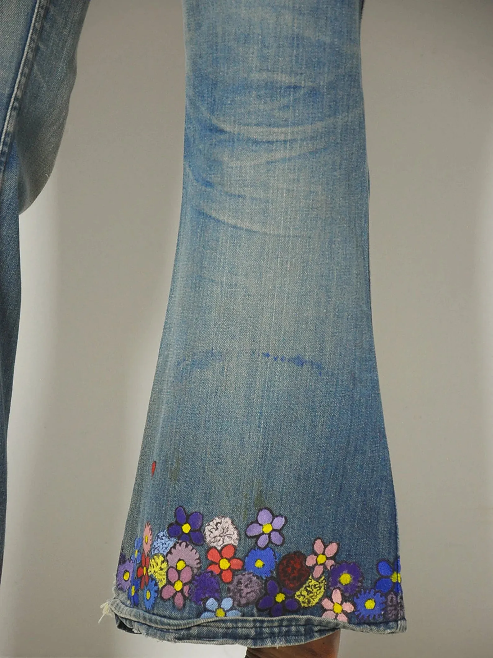 1960's/70's Sun   Rainbow Flared Jeans 34x30