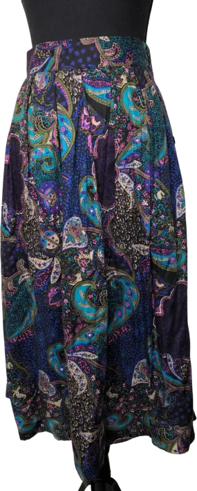 '80s Boho Paisley Print Midi Skirt by Lee David Collection