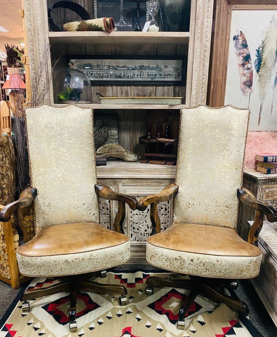 Acid Wash Copper on White Cowhide