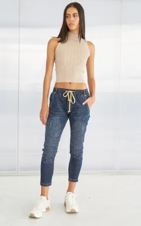 Active Crystal Embellished Jeans