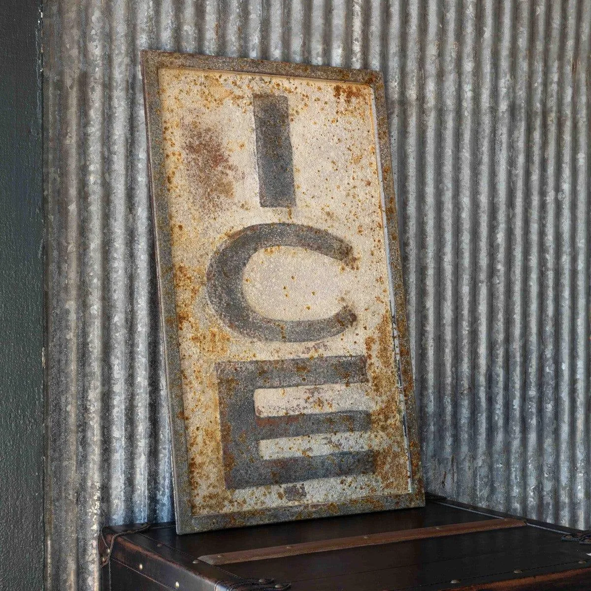 Aged "Ice" Sign