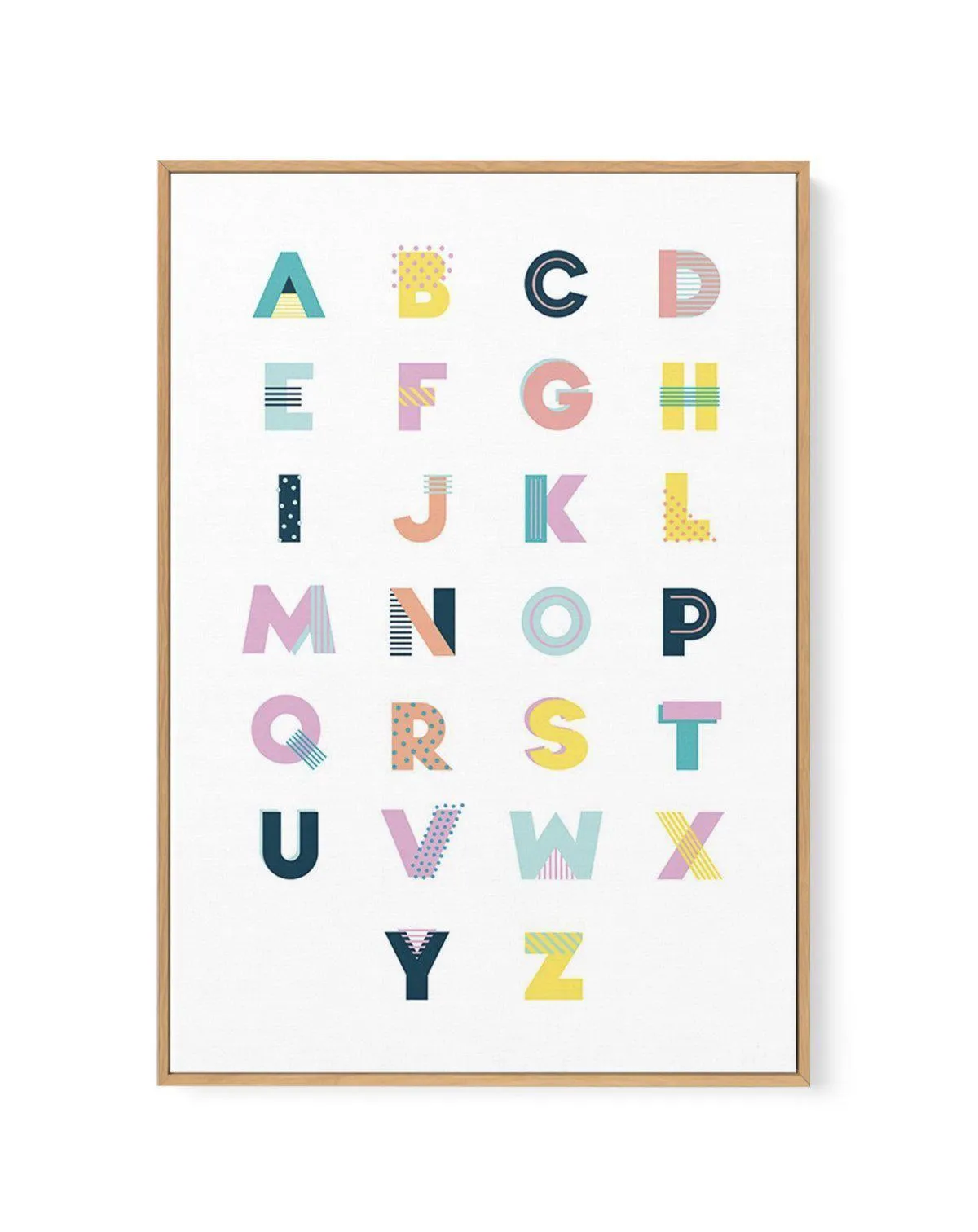 Alphabet | Super Bright | Framed Canvas Art Print