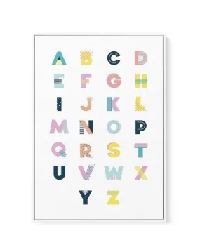 Alphabet | Super Bright | Framed Canvas Art Print