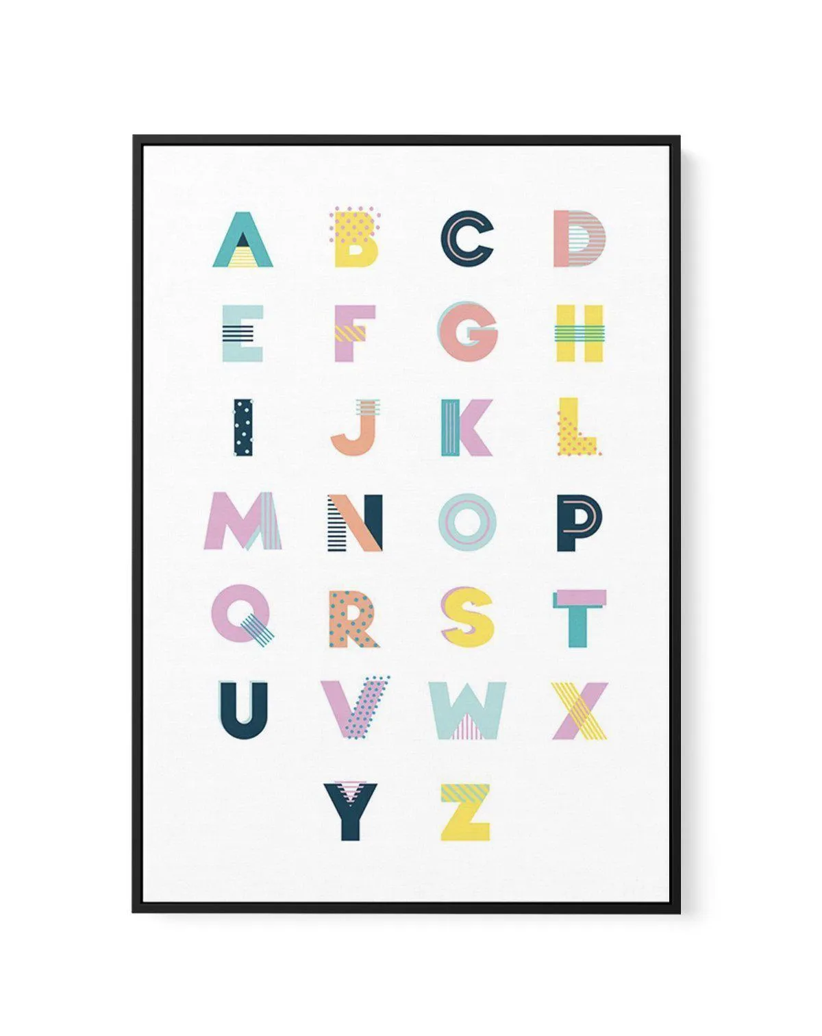 Alphabet | Super Bright | Framed Canvas Art Print