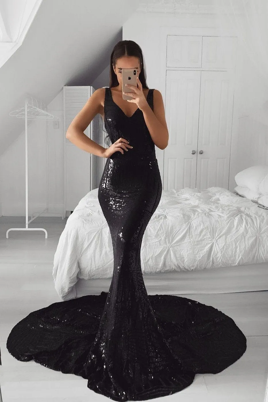 Amalfi Geometric Sequin Gown - Black