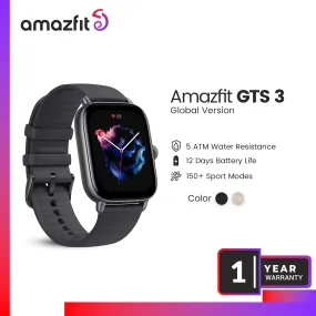 Amazfit GTS 3 Smart Watch(1 Year Official Warranty) - Graphite Black