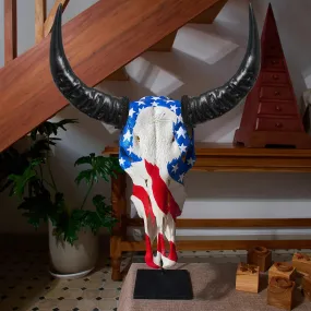 American Hand Carved Buffalo Skull