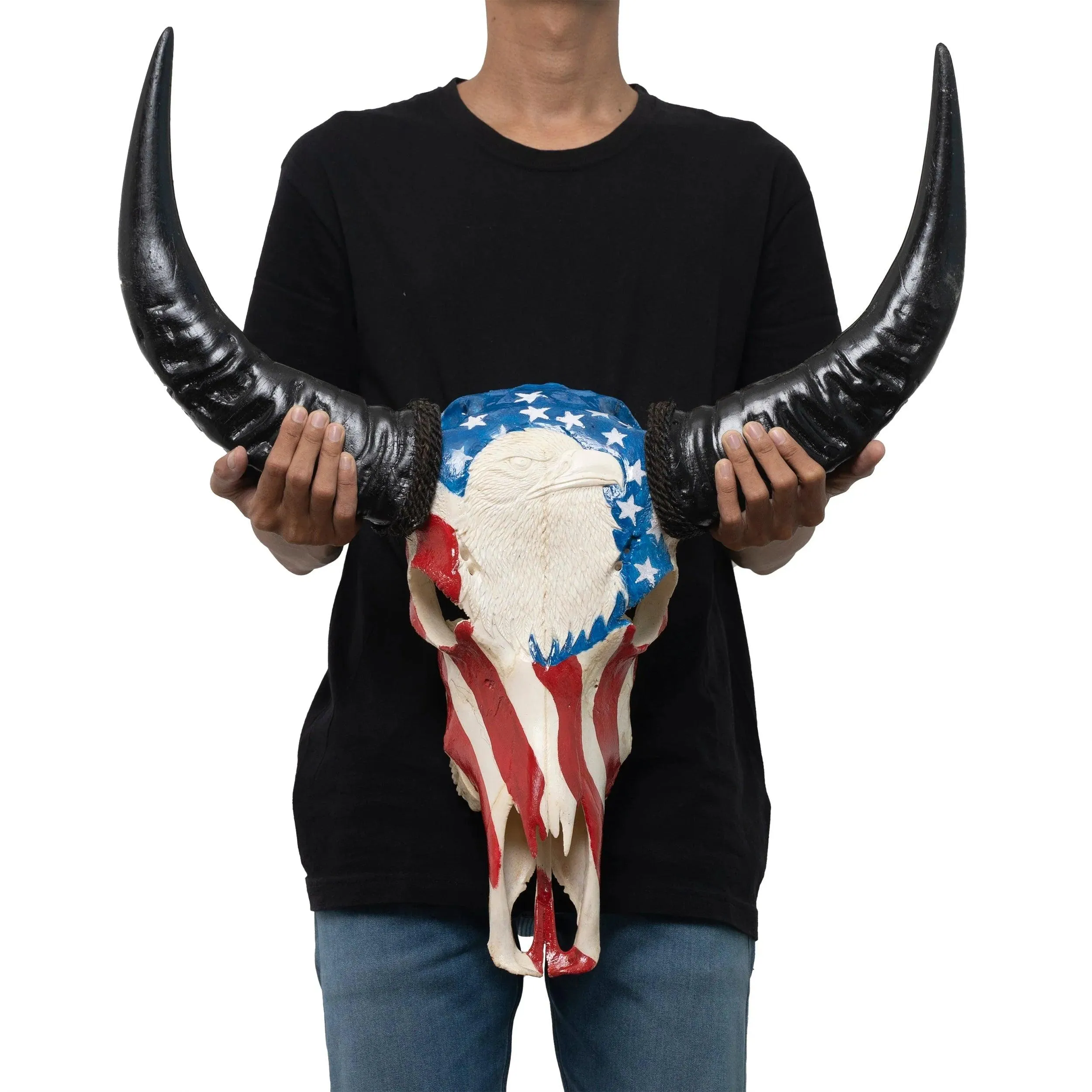 American Hand Carved Buffalo Skull
