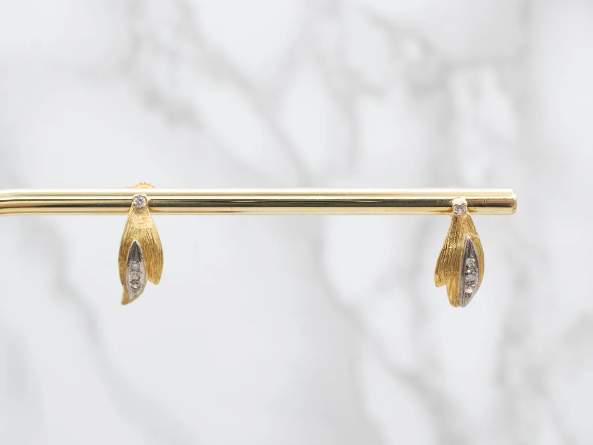 Antique Elements, Botanical Diamond and Gold Earrings