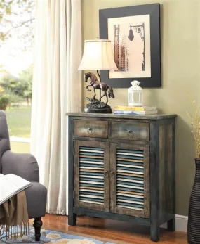 Antiqued Oak & Teal Console Table