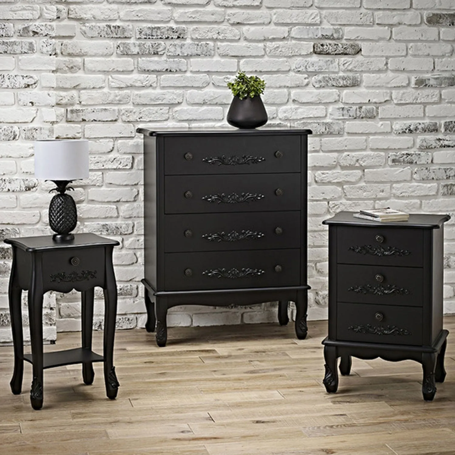 Antoinette Black 4 Drawer Chest