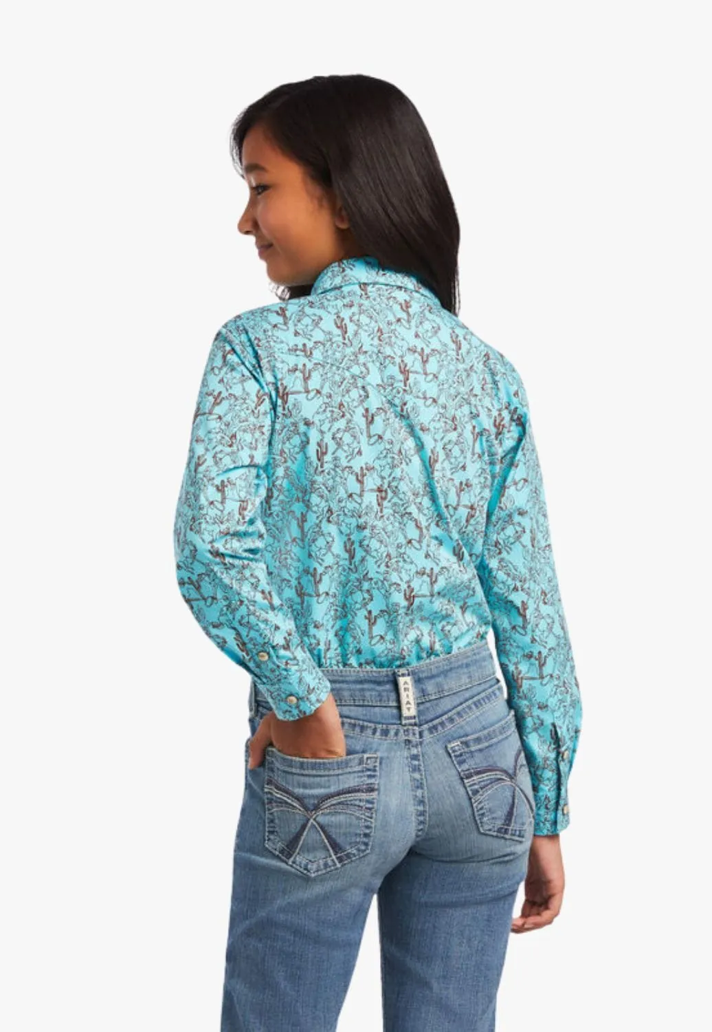 Ariat Girls REAL Bucking Bronc Long Sleeve Shirt