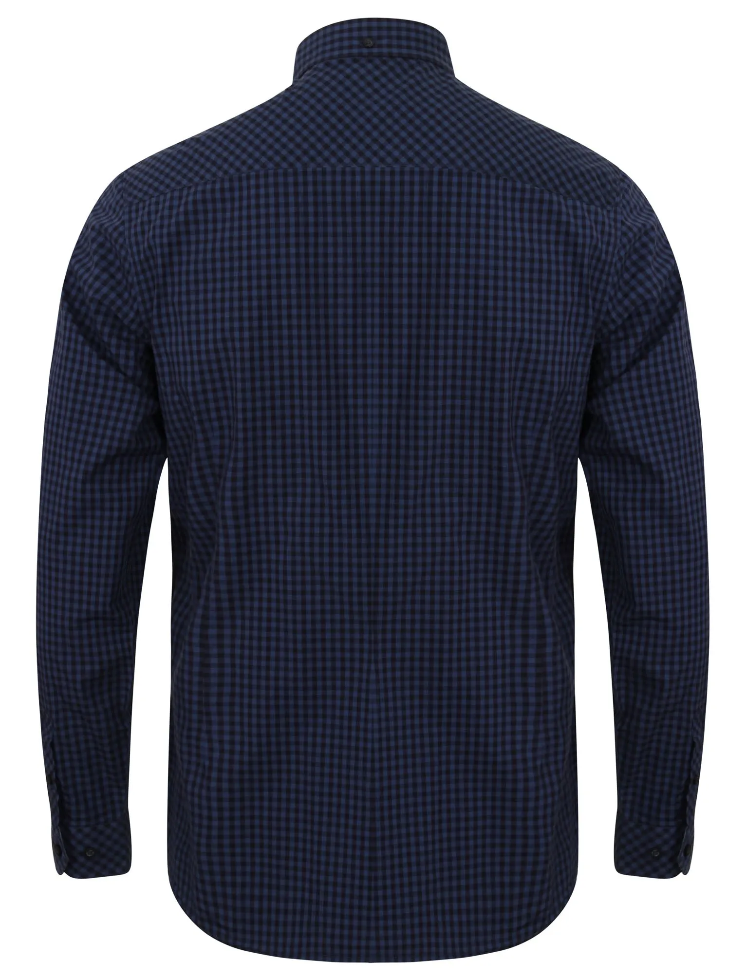 Ashington Gingham Long Sleeve Cotton Shirt in Indigo - Le Shark