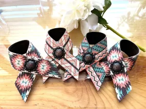 Aztec Leather Napkin Rings 4-pc