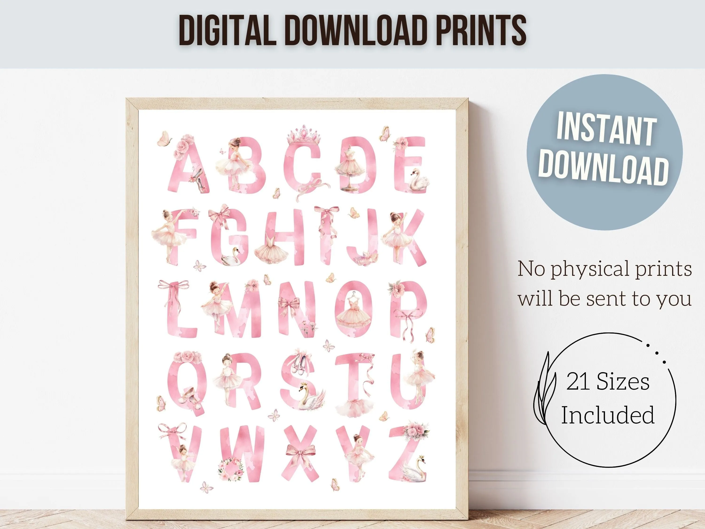 Ballerina Alphabet Nursery Print