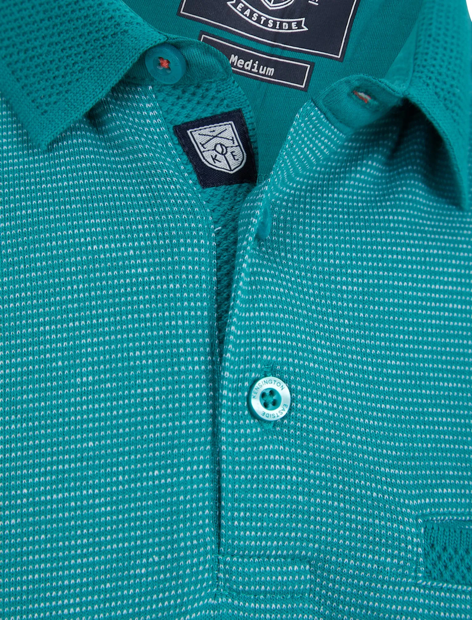 Bardell 2 Cotton Jacquard Polo Shirt with Chest Pocket in River Green - Kensington Eastside