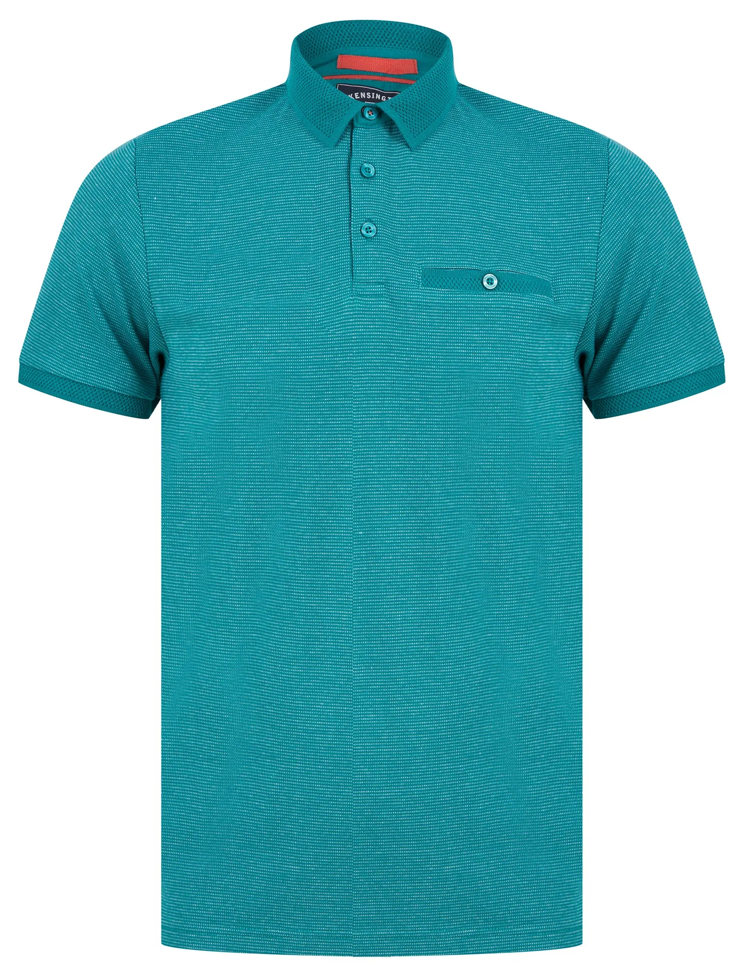 Bardell 2 Cotton Jacquard Polo Shirt with Chest Pocket in River Green - Kensington Eastside