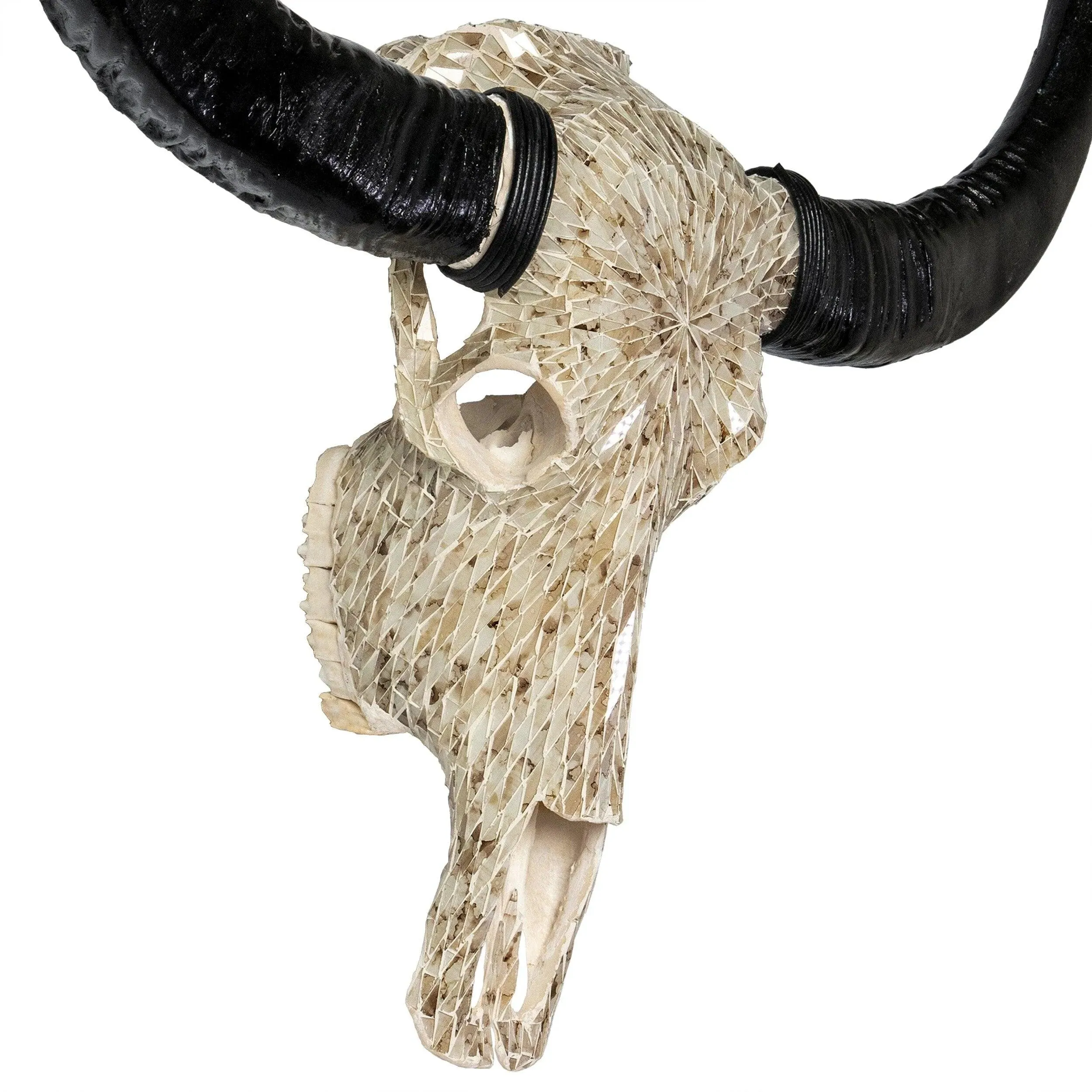 Beige Glass Mosaic Buffalo Skull