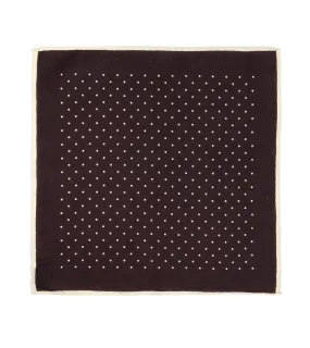 Bigi Wool Printed Spot Pocket Square: Brown