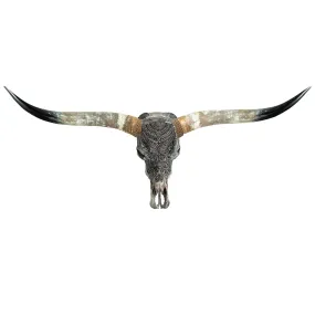 Boho Carved Longhorn Skull