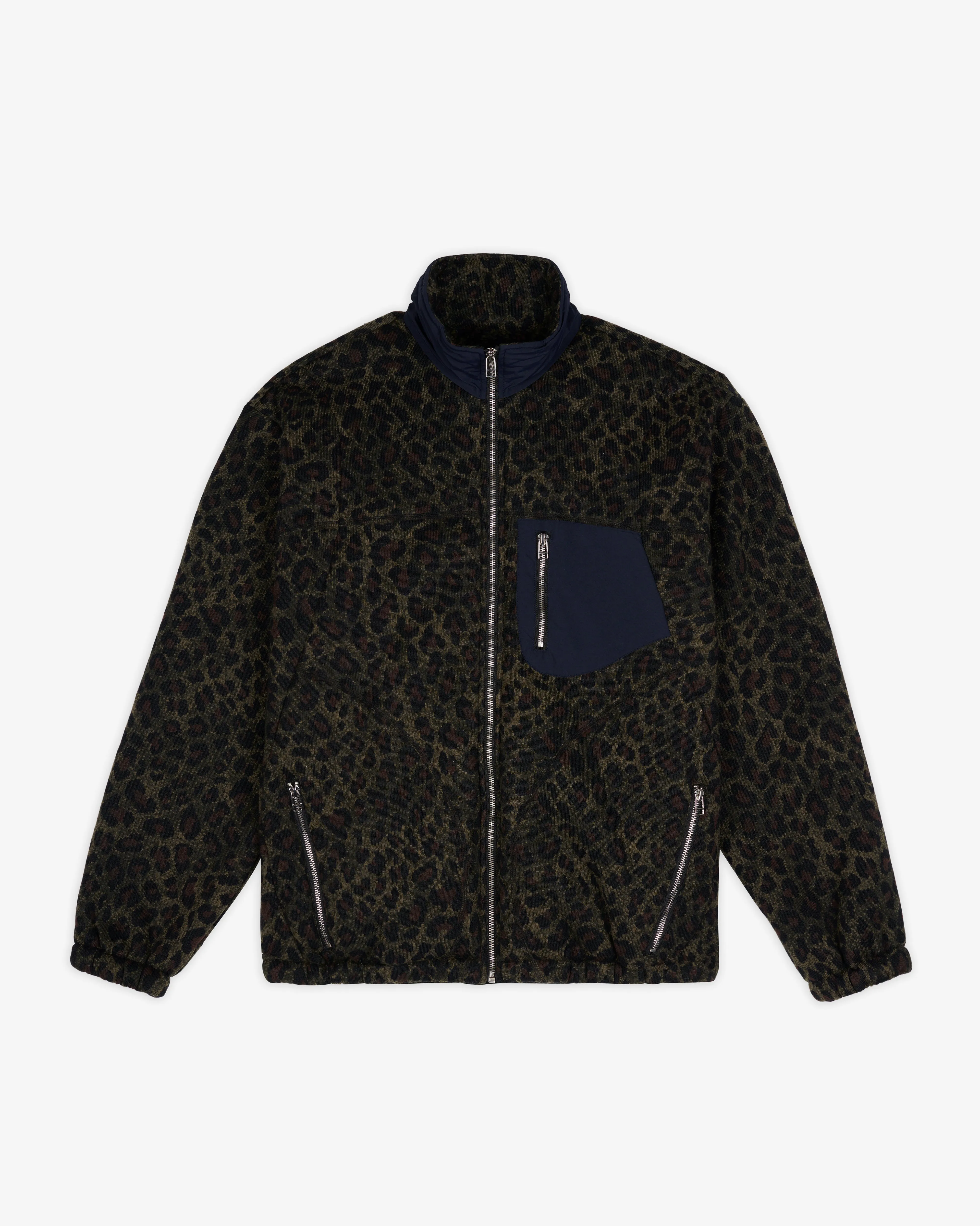 Brain Dead - Men's Leopard Reverse Sherpa Jacket - (Olive)