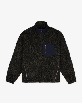 Brain Dead - Men's Leopard Reverse Sherpa Jacket - (Olive)