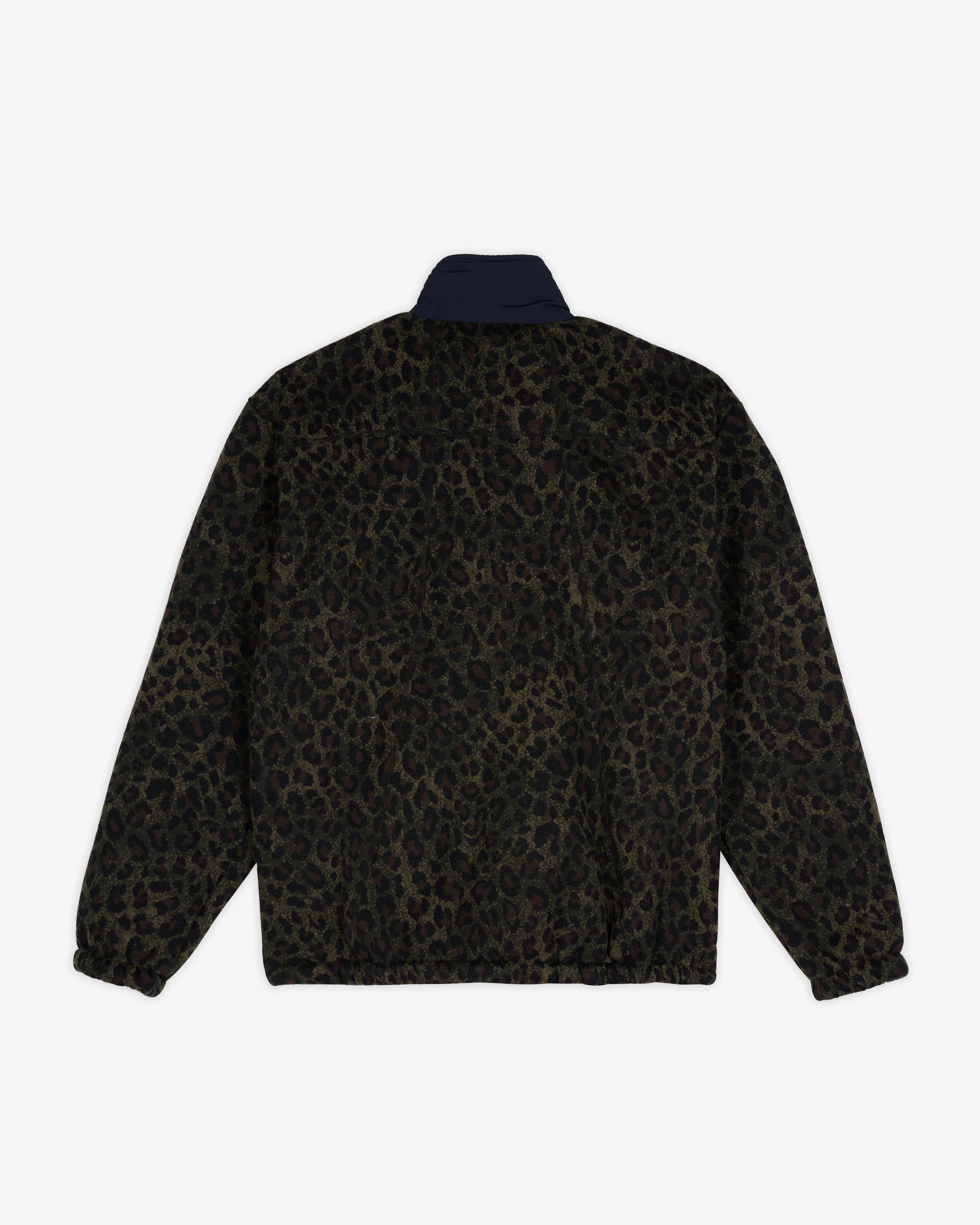 Brain Dead - Men's Leopard Reverse Sherpa Jacket - (Olive)