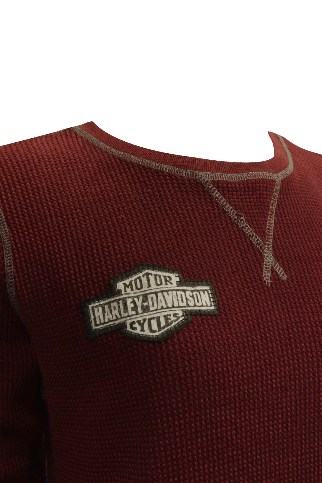 Branded  Women's Thermal Knit Maroon Patch Logo L/S (S01)