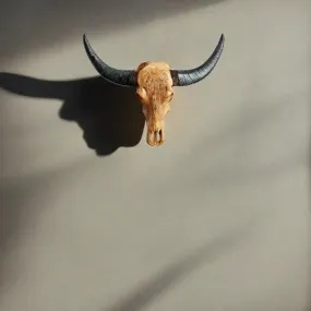 Buffalo Feathers Carved Skull - 2 Colors