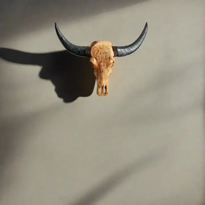 Buffalo Feathers Carved Skull - 2 Colors