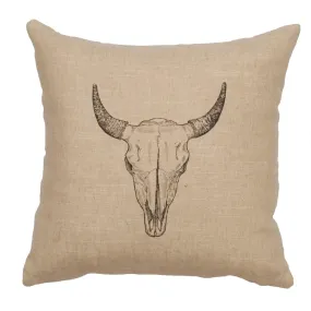 Bull Skull Image Throw Pillows - 8 Colors