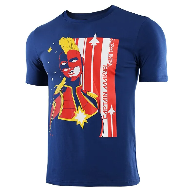 Casual Blue Captain Marvel T-Shirt for Men