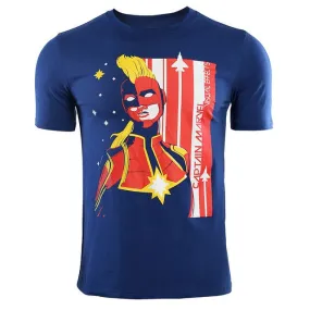 Casual Blue Captain Marvel T-Shirt for Men