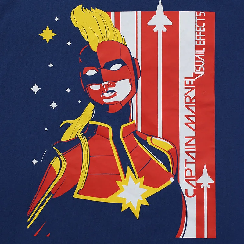 Casual Blue Captain Marvel T-Shirt for Men