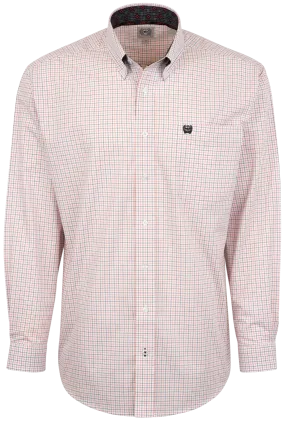 Cinch Woven Check Button-Front Shirt - Red