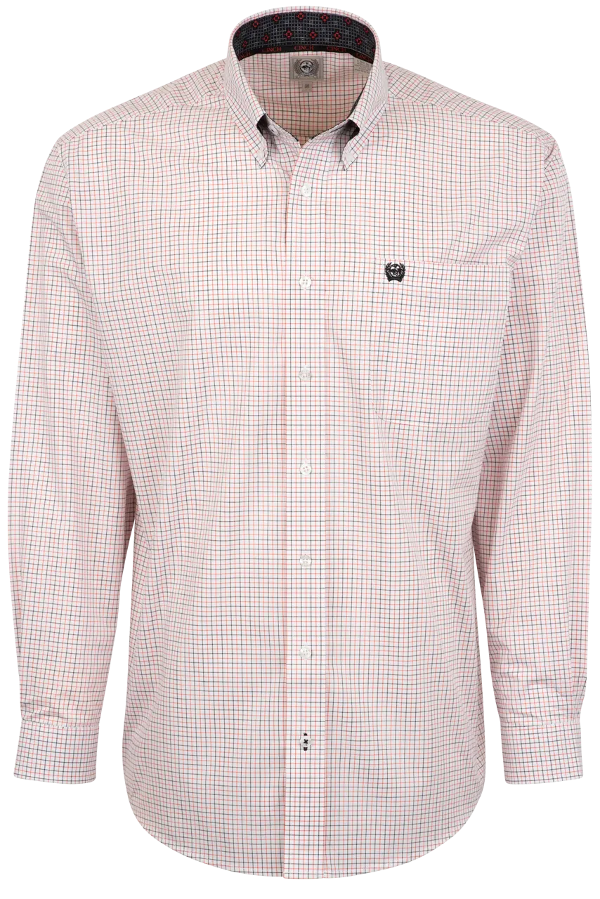 Cinch Woven Check Button-Front Shirt - Red