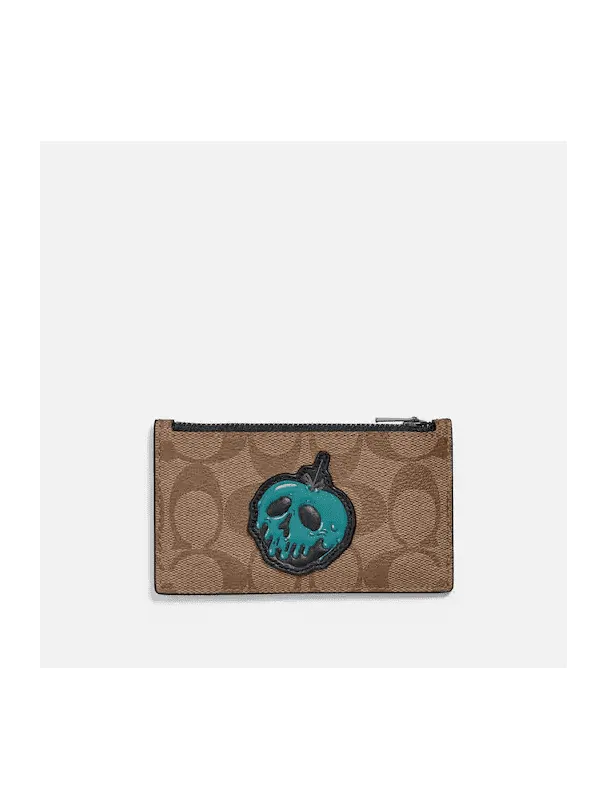 Coach Women's Disney X Coach Zip Card Case In Signature Canvas With Snow White And The Seven Dwarfs Patch Qb/Ten F75803