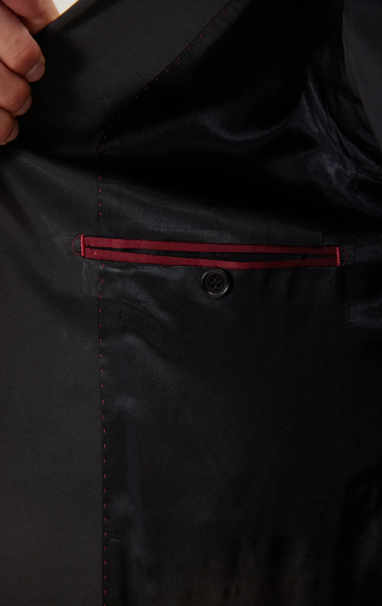 Contrast Shawl Lapel Tuxedo Jacket - Black Burgundy