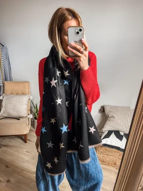 Cotton Cashmere Multi-Coloured Star Scarf