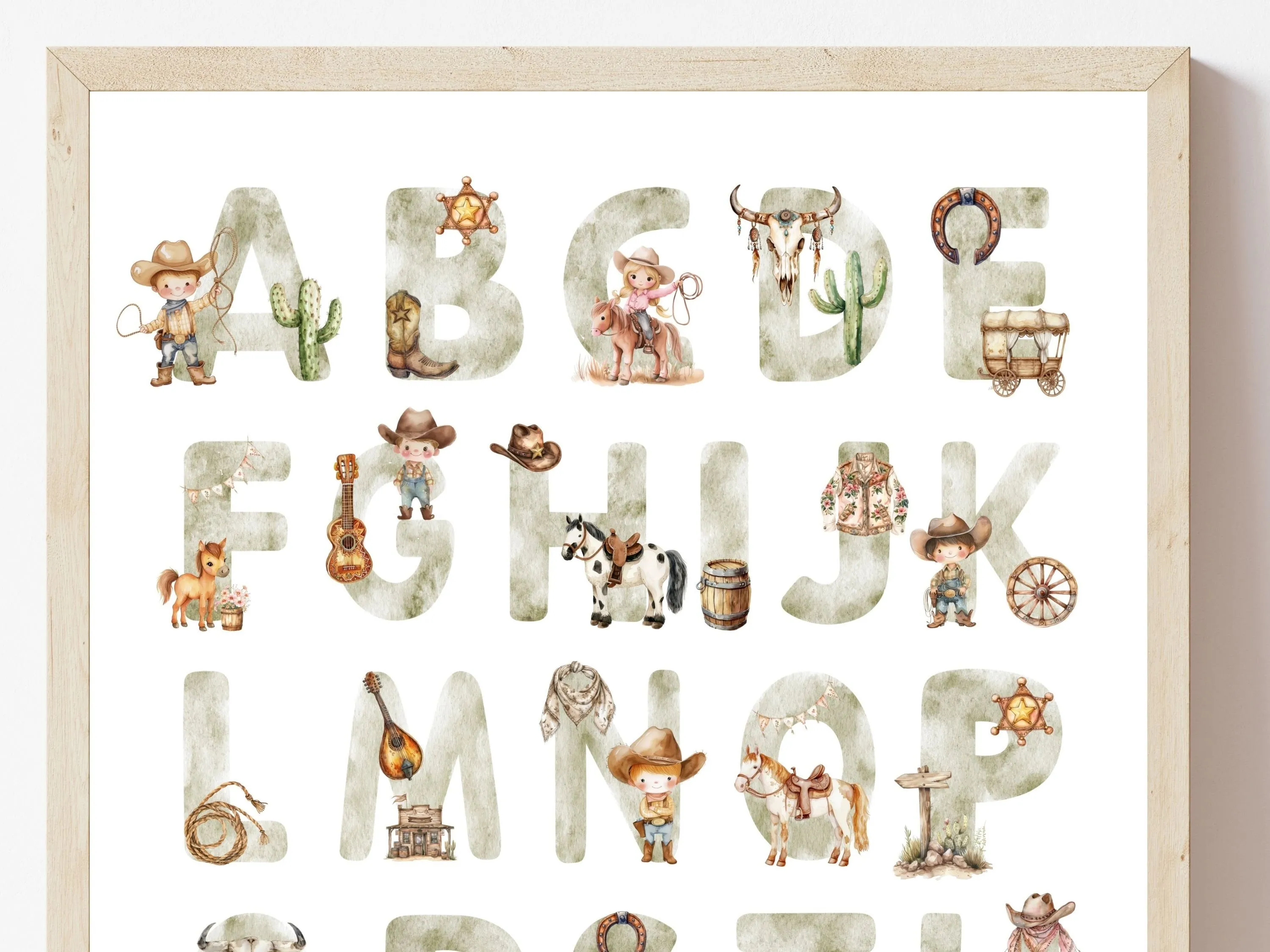Cowboy Alphabet Nursery Print