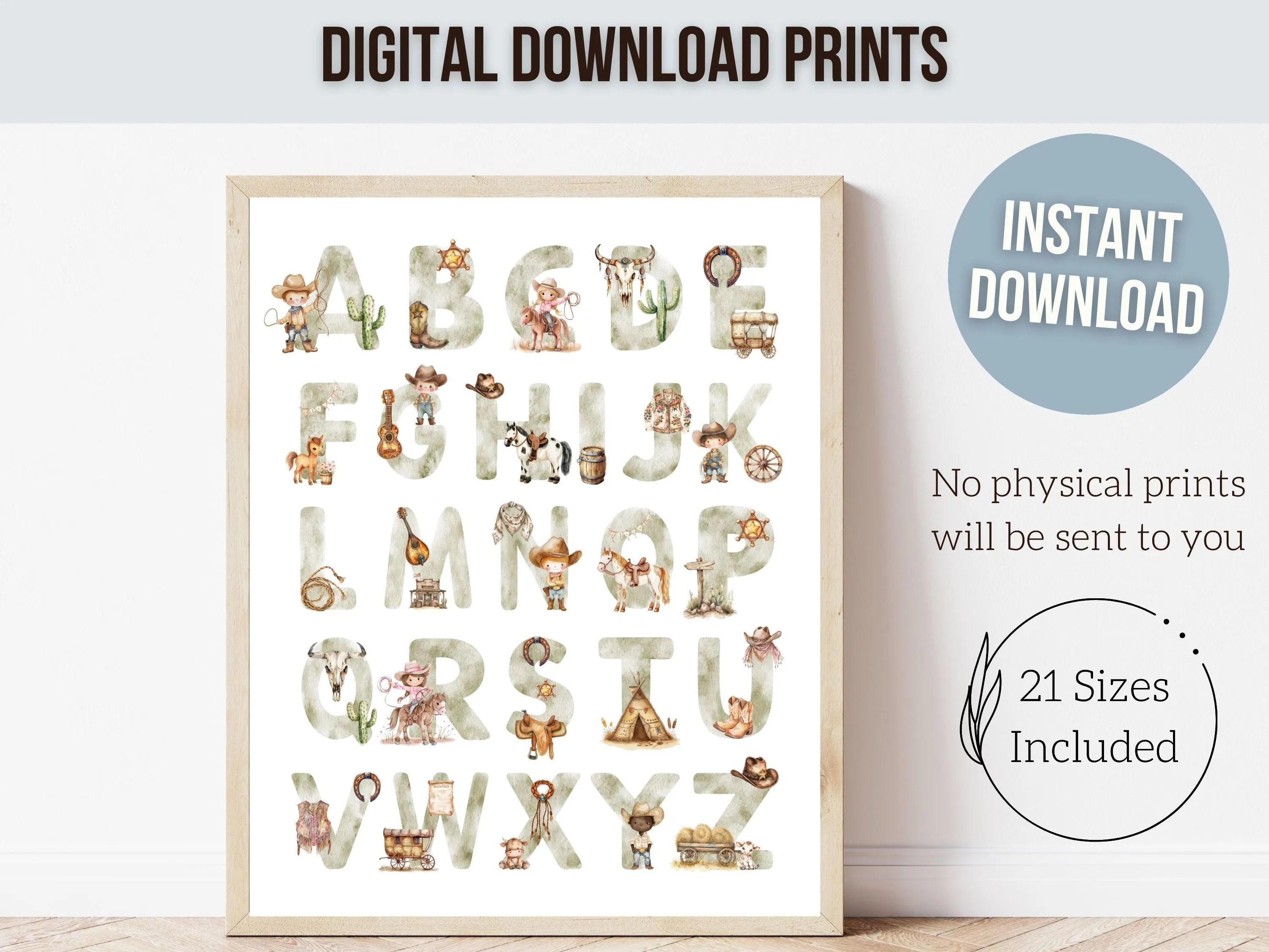 Cowboy Alphabet Nursery Print