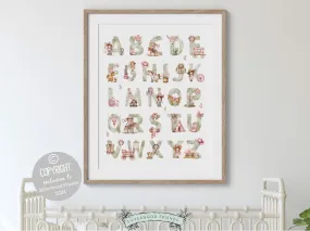Cowgirl Alphabet Nursery Print - Green