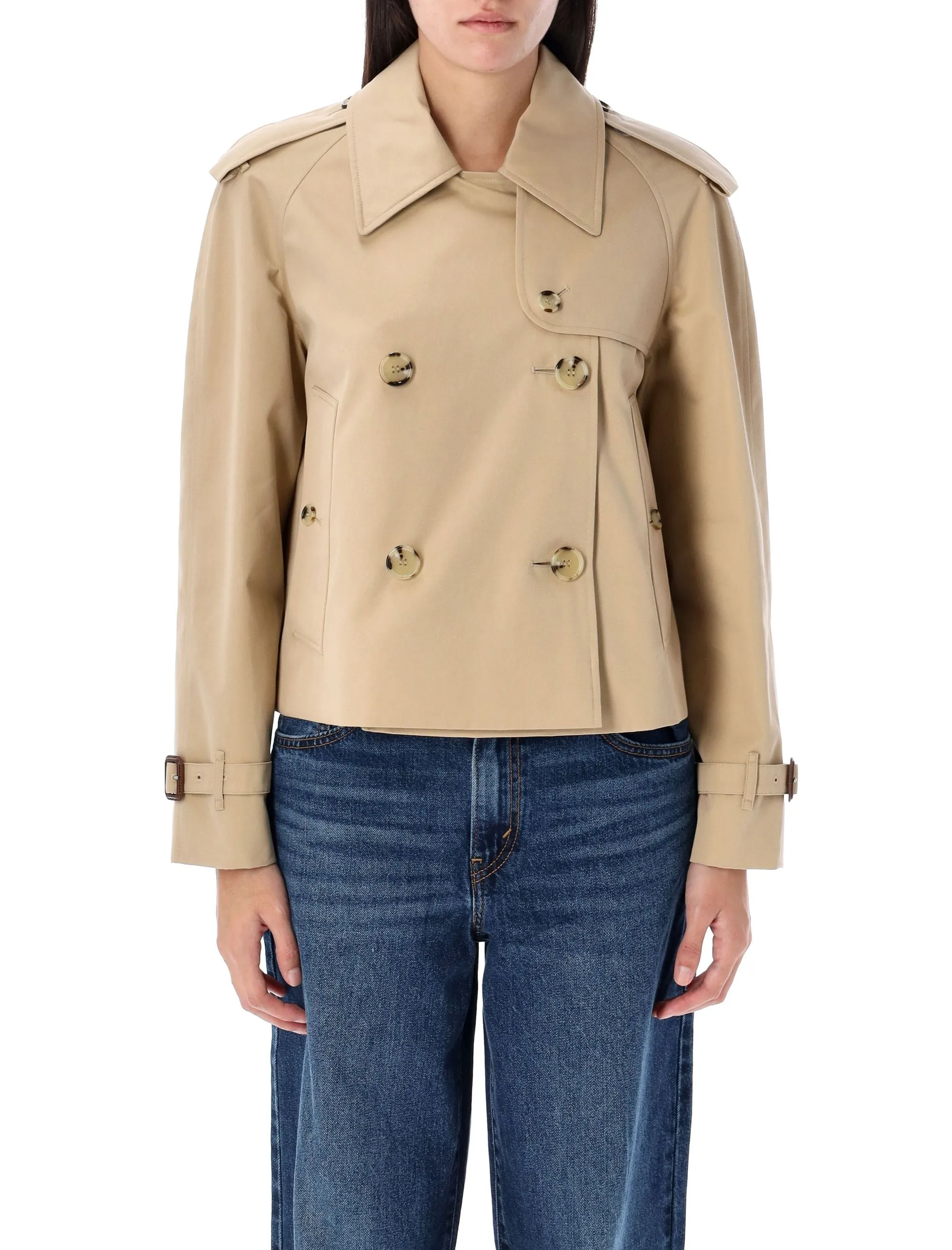 CROPPED GABARDINE TRENCH JACKET