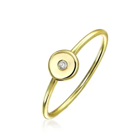 CZ Gold Plated Silver Midi Knuckle Star Celestial Ring 1MM Band