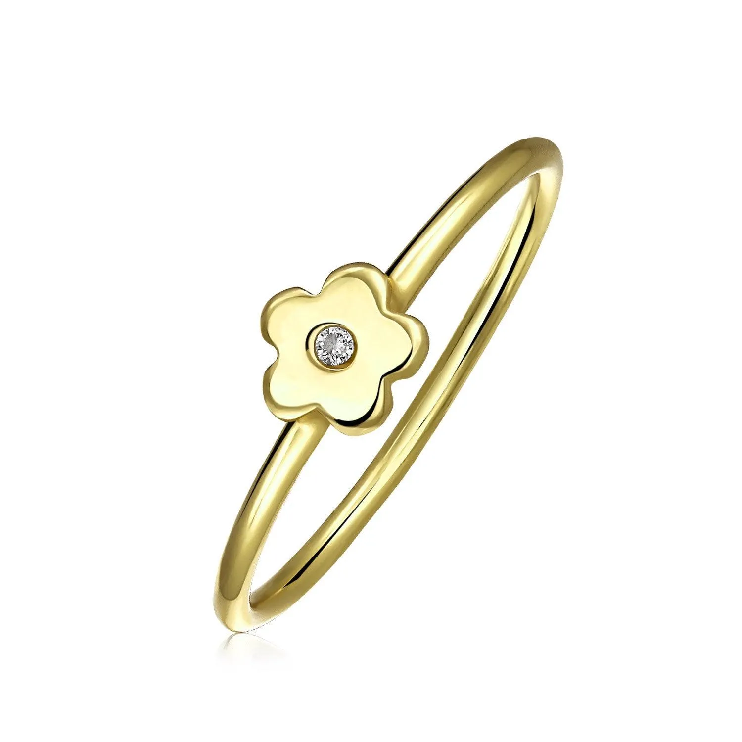 CZ Gold Plated Silver Midi Knuckle Star Celestial Ring 1MM Band