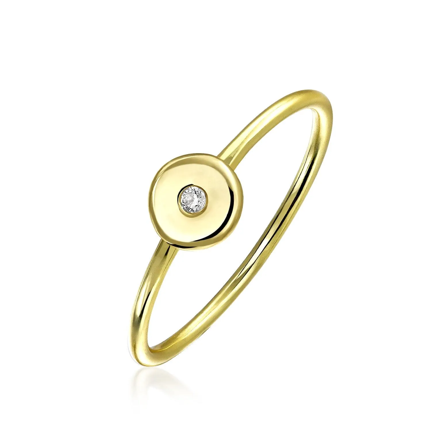 CZ Gold Plated Silver Midi Knuckle Star Celestial Ring 1MM Band