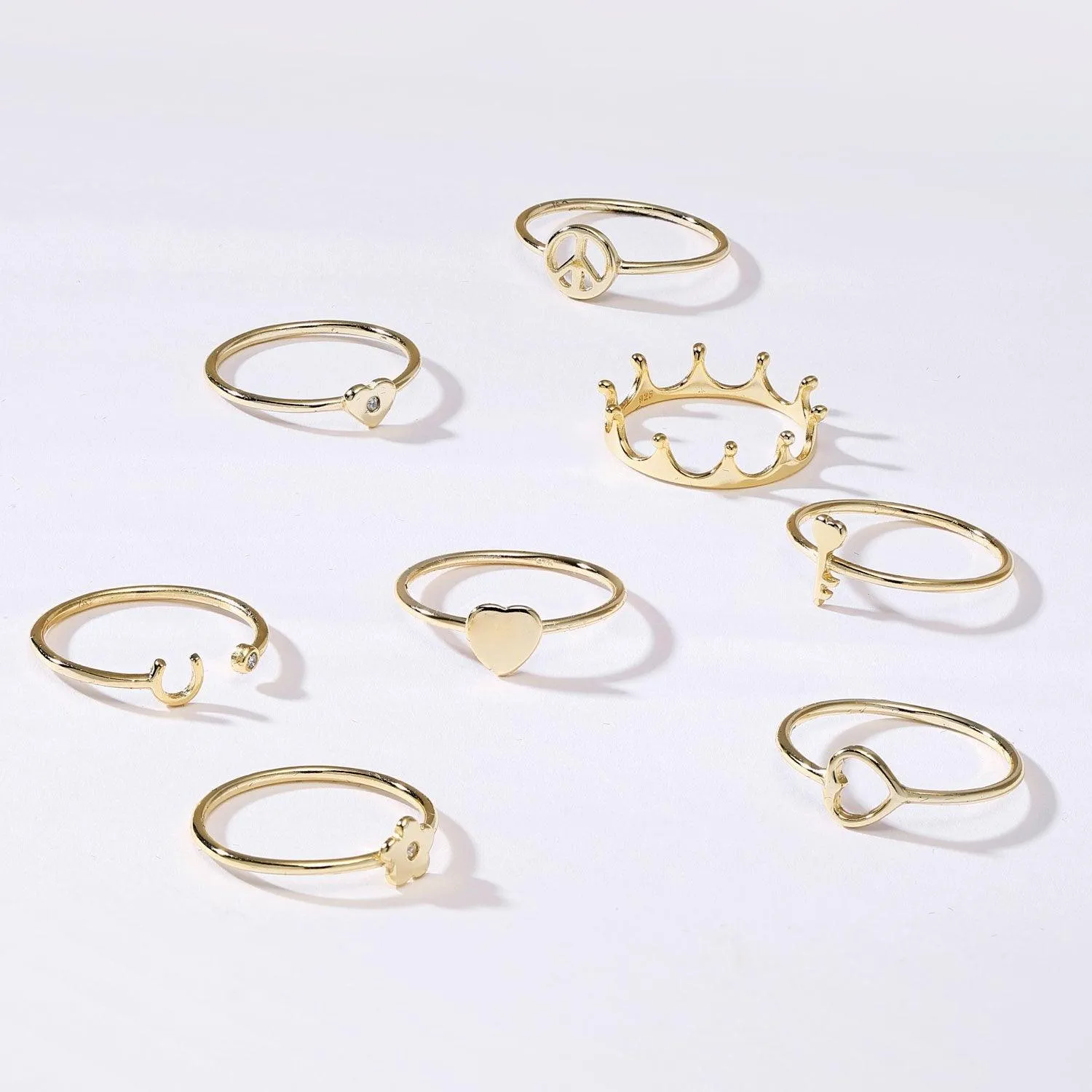 CZ Gold Plated Silver Midi Knuckle Star Celestial Ring 1MM Band