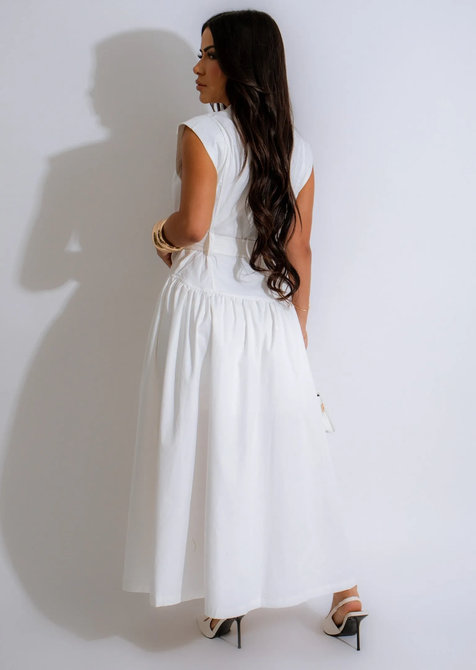 Falling For You Midi Dress White