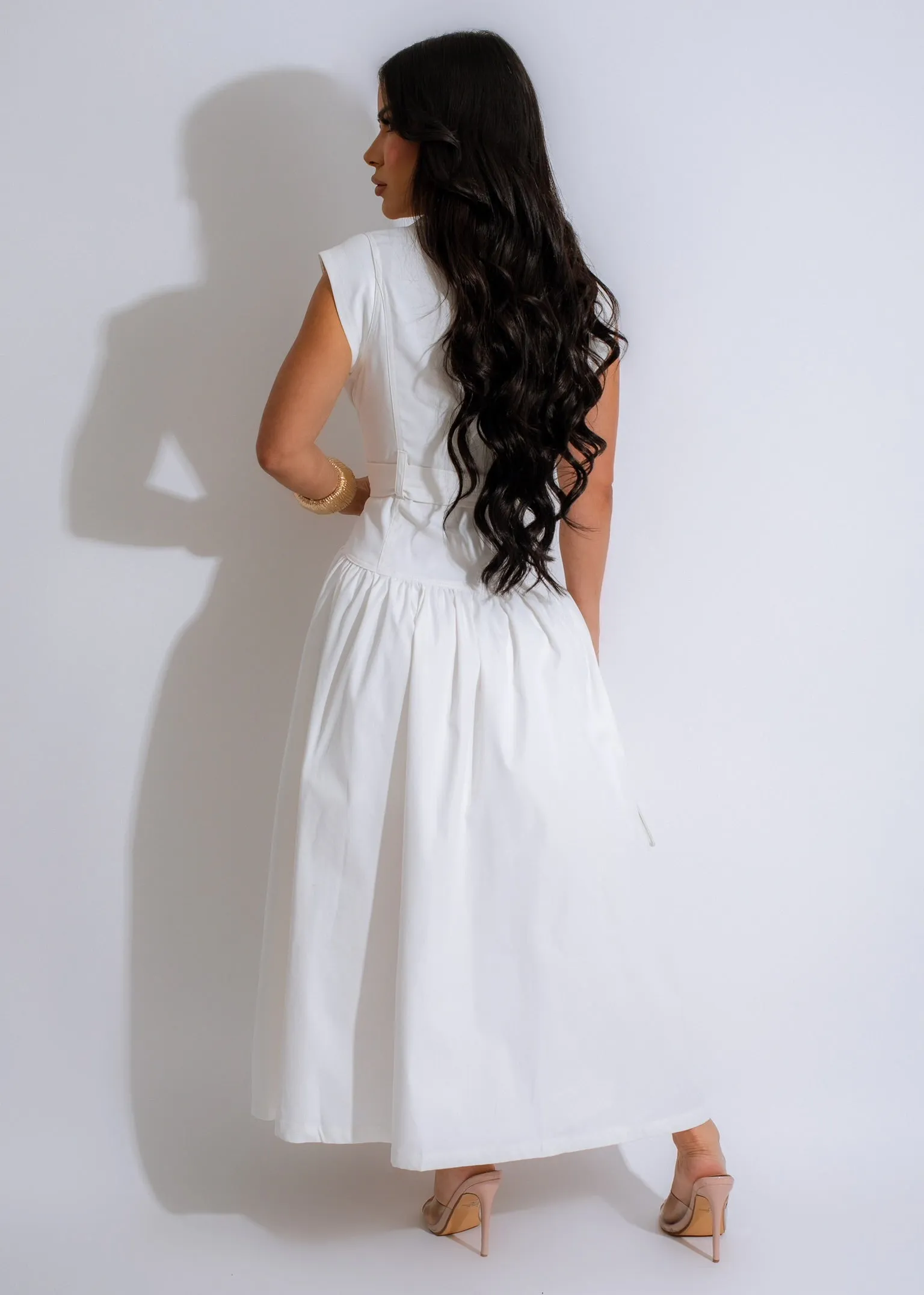 Falling For You Midi Dress White